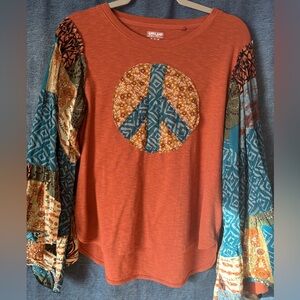 POL brand inspired * UPCYCLED, ONE-OF-A-KIND!! BELL SLEEVES! PEACE SIGN!